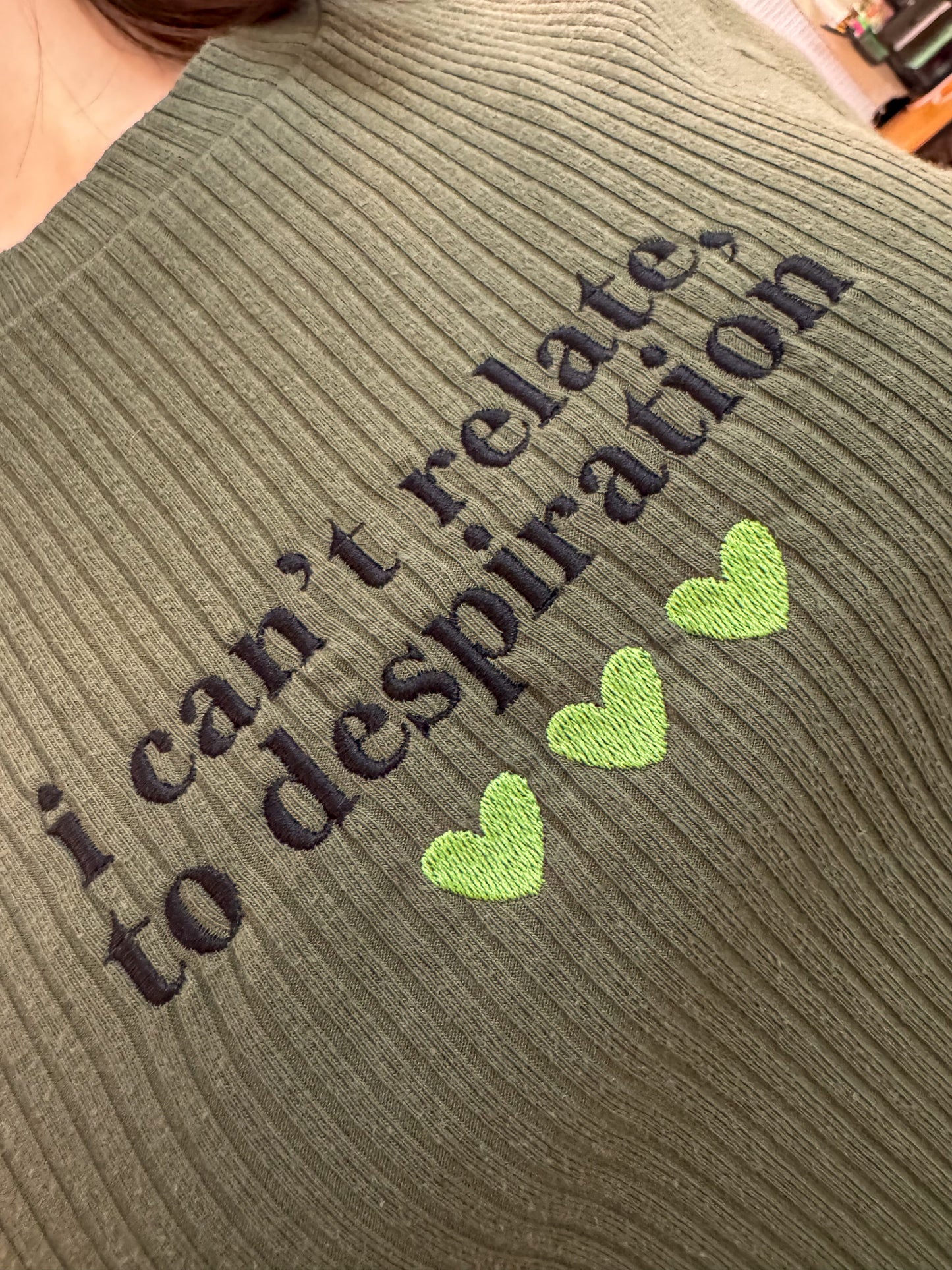 Espresso Green Ribbed Baby Tee M