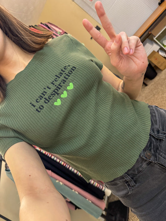 Espresso Green Ribbed Baby Tee M