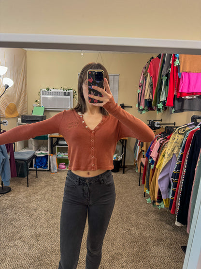 Good Luck Babe Thermal Cropped Long Sleeve M