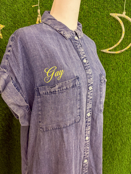 Gay Denim Short Sleeve Dress XL
