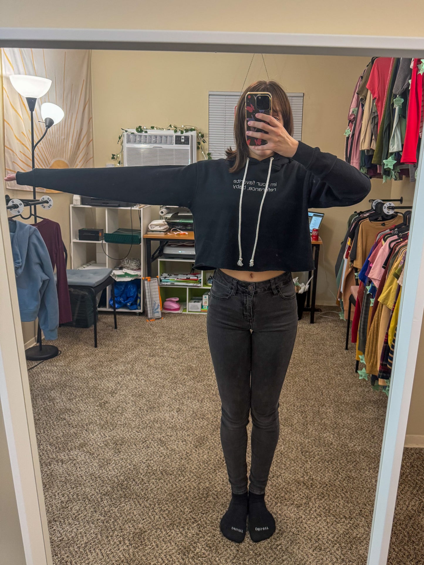 360 Black Cropped Hoodie XS
