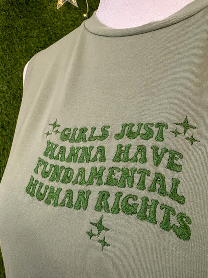 Girls Just Want Fundemental Rights Green Tank Top L