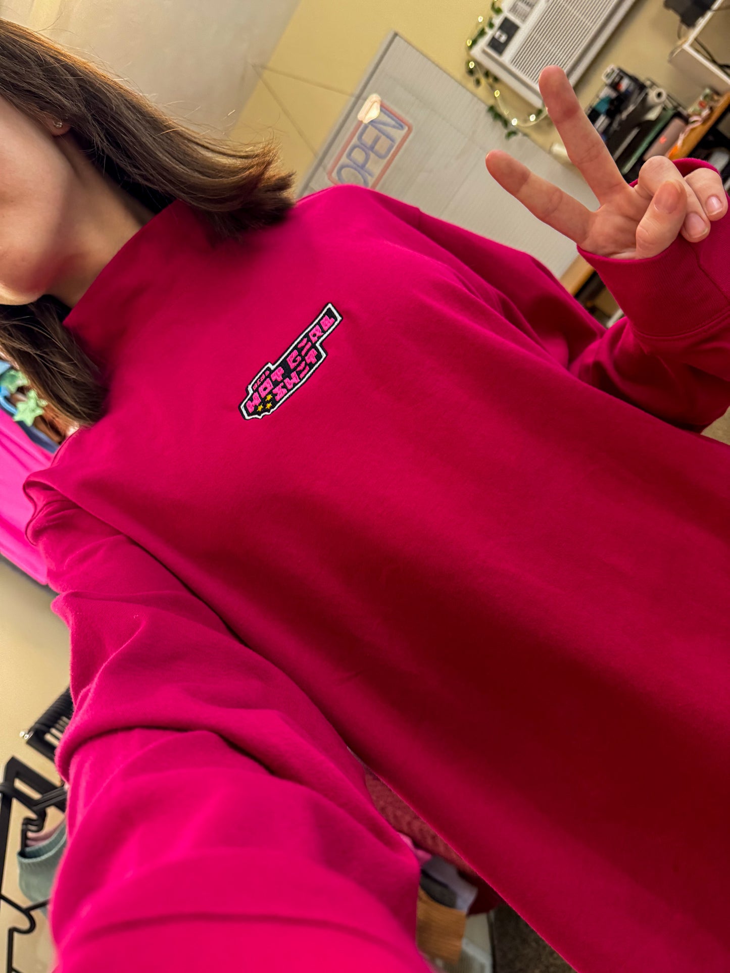 Hot Girl Pink Turtleneck Long Sleeve 2XL