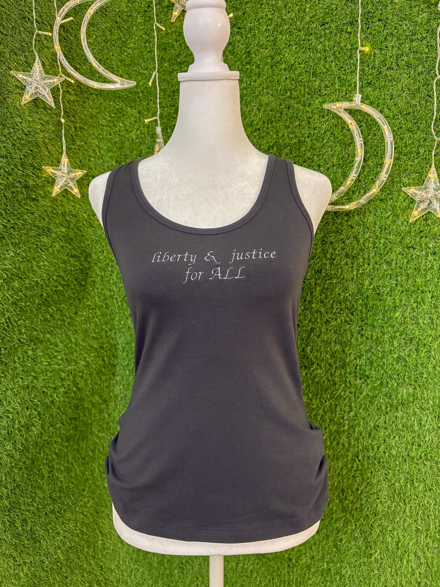 Liberty & Justice for ALL Grey Tank Top XS