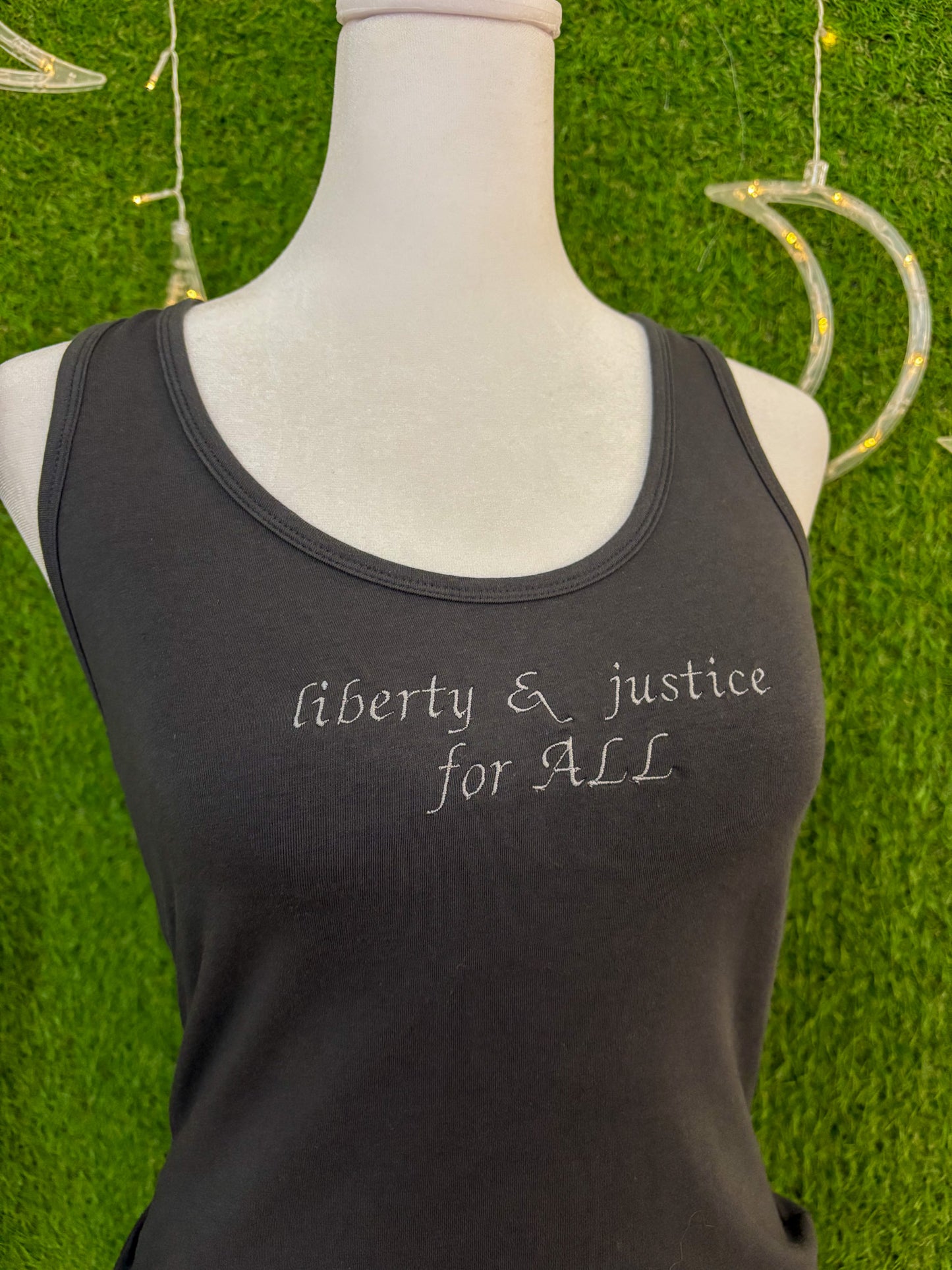 Liberty & Justice for ALL Grey Tank Top XS