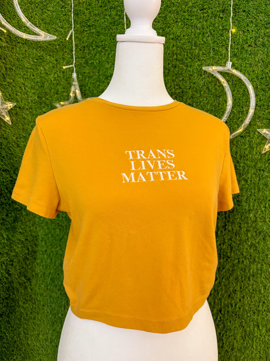 Trans Lives Matter Yellow Crop Top L