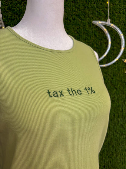 Tax the 1% Light Green Tank Top XL