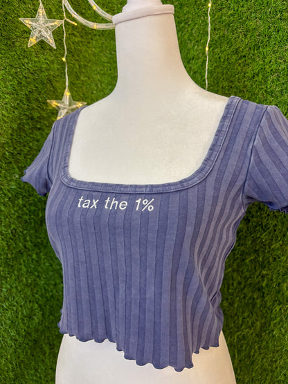 Tax the 1% Blue Cropped T-Shirt M