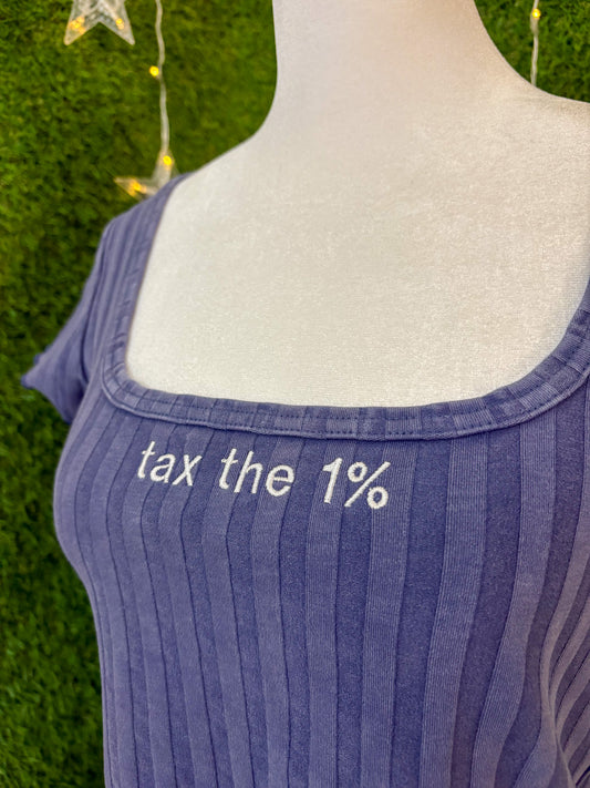 Tax the 1% Blue Cropped T-Shirt M