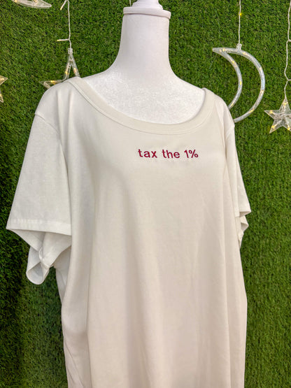 Tax the 1% White T-Shirt 4XL