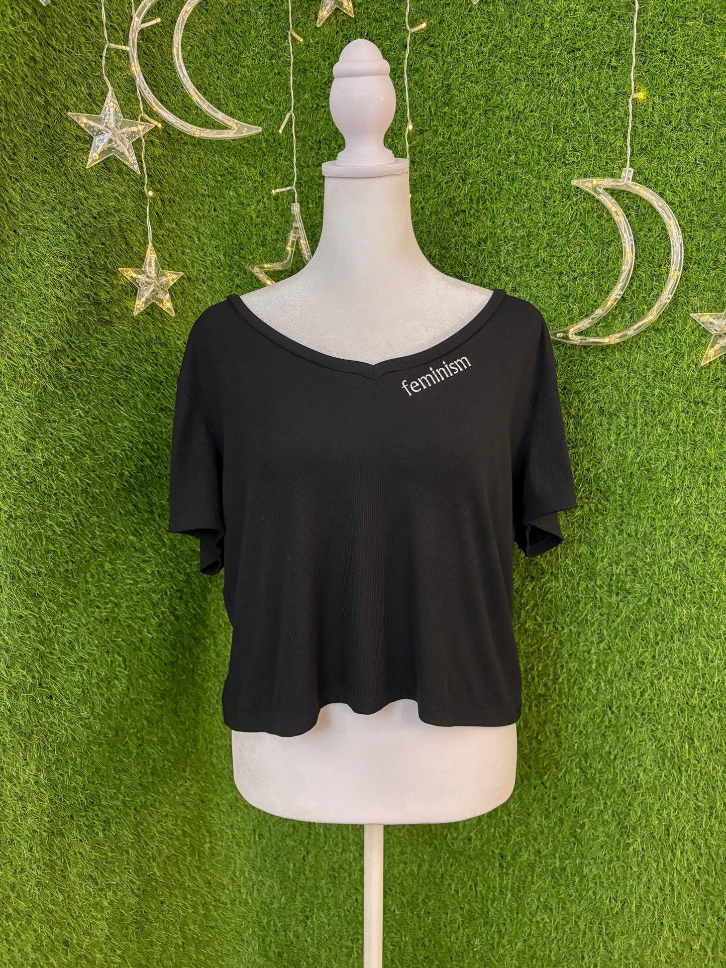 Feminism V-Neck Cropped Tee 2XL