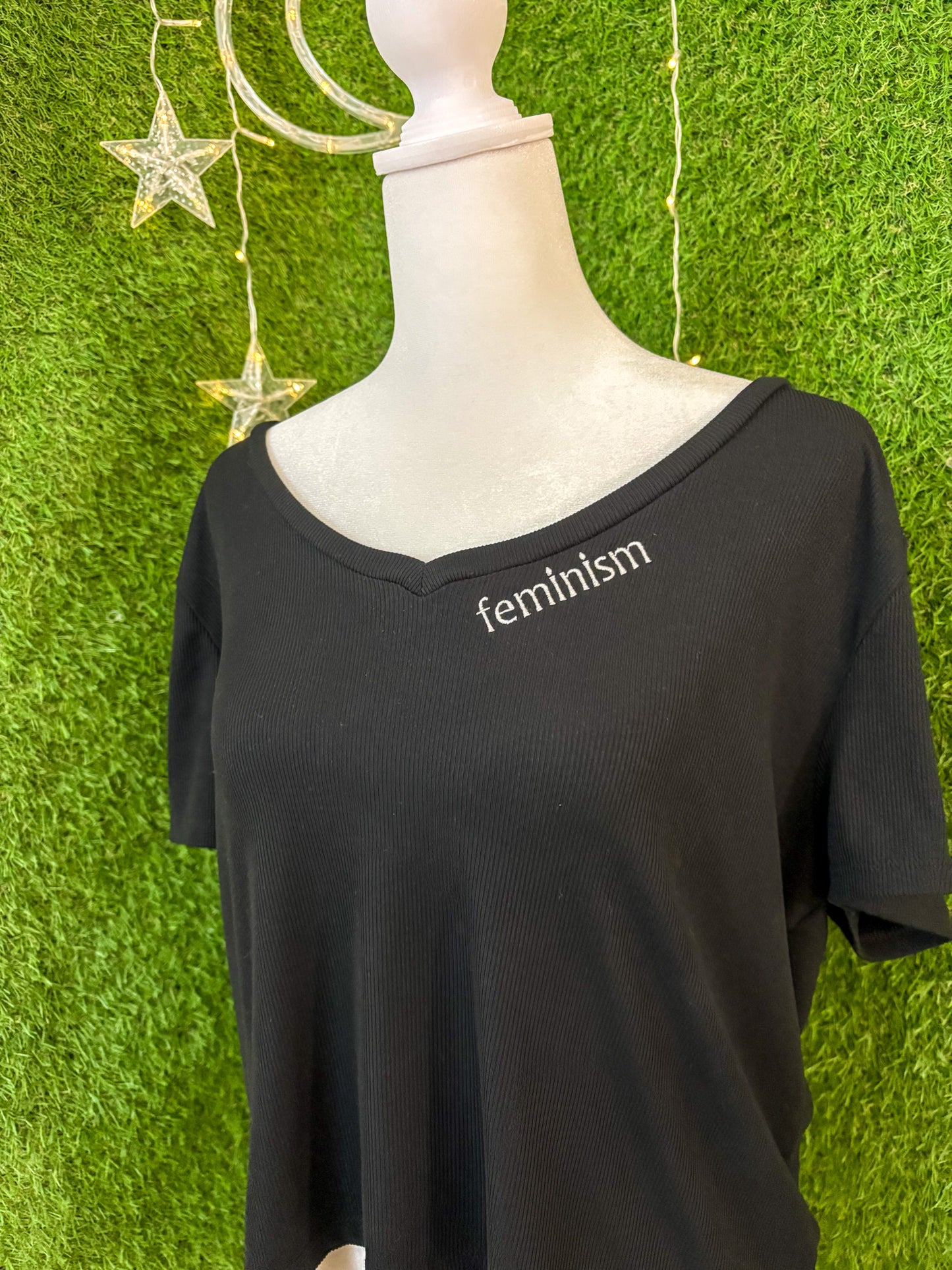 Feminism V-Neck Cropped Tee 2XL