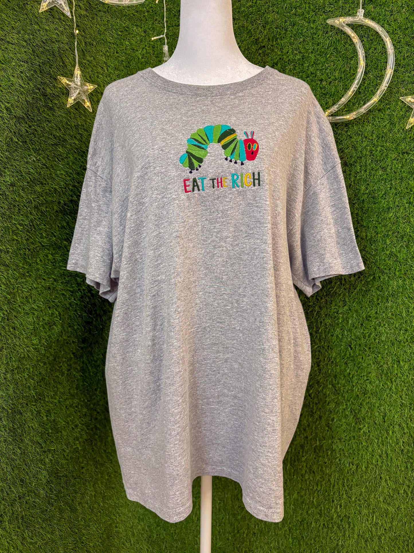 Eat the Rich Caterpillar Grey T-Shirt XL