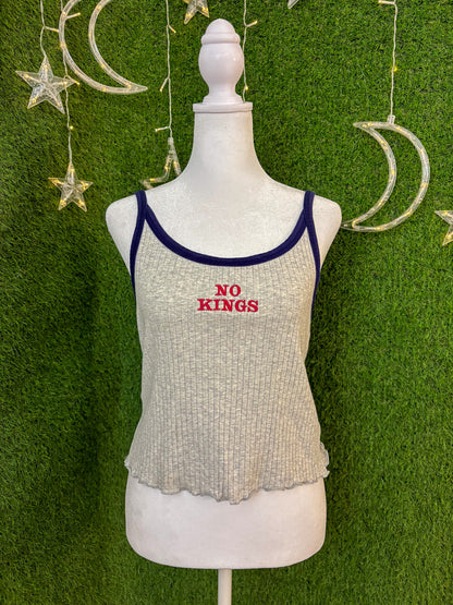 No Kings Grey Ribbed Tank L