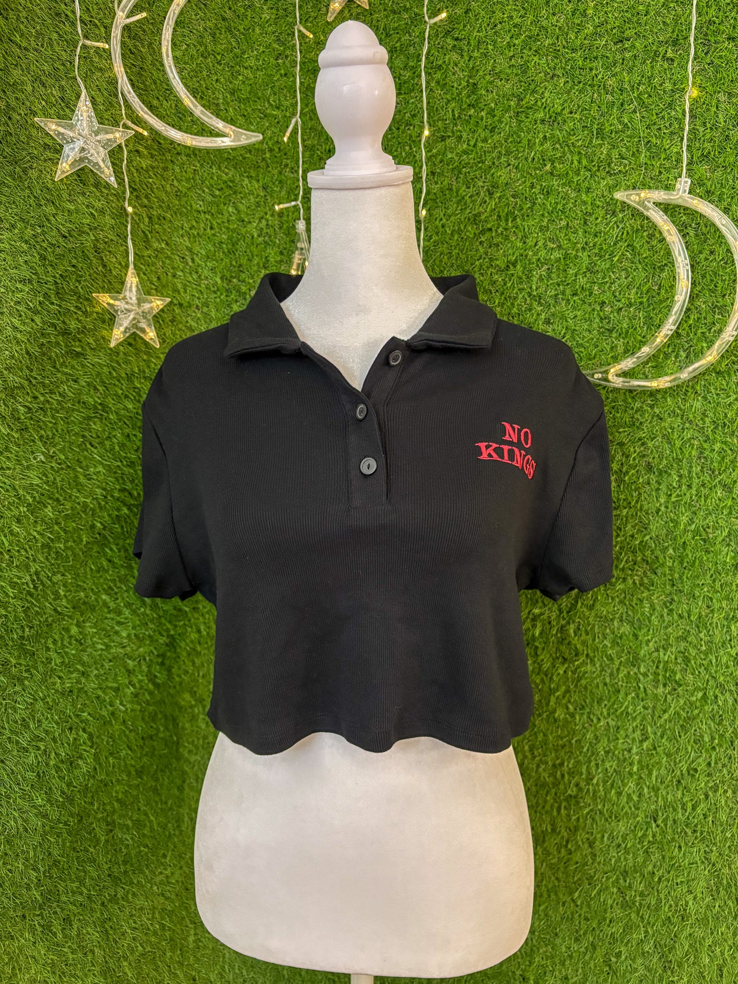 No Kings Cropped Polo Tee XL