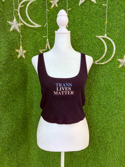 Trans Lives Matter Ribbed Cropped Tank M