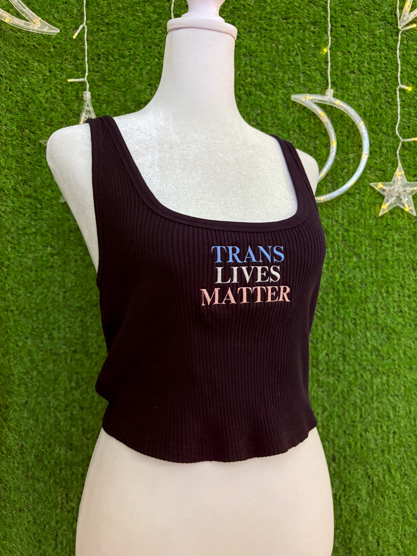 Trans Lives Matter Ribbed Cropped Tank M