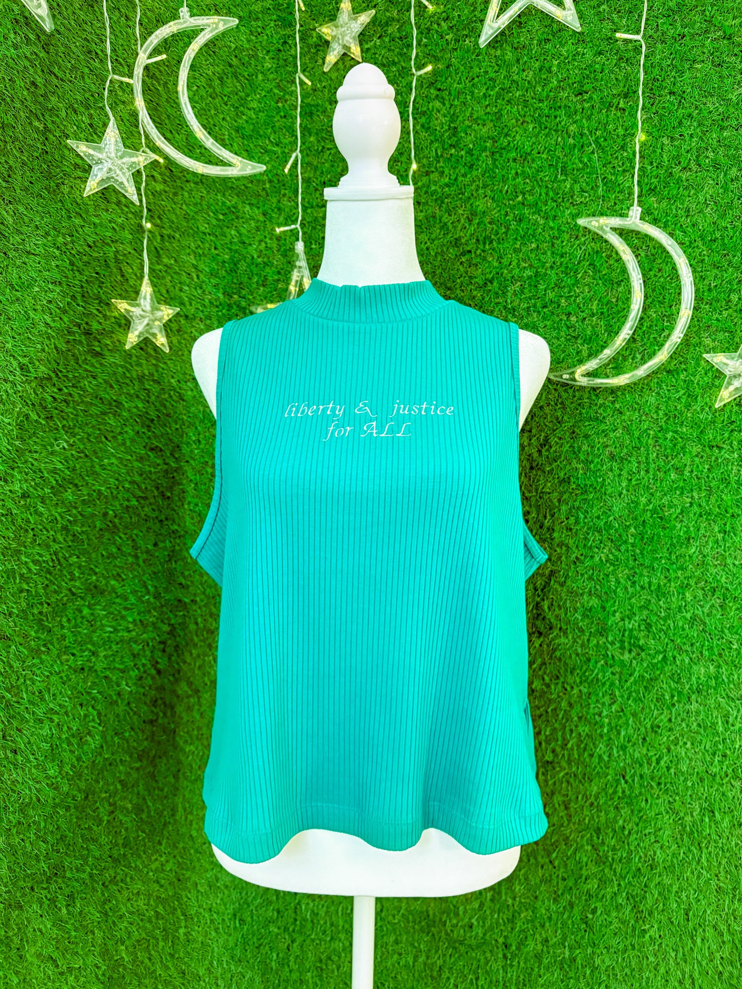 Liberty & Justice for ALL Green Turtleneck Ribbed Tank 2XL