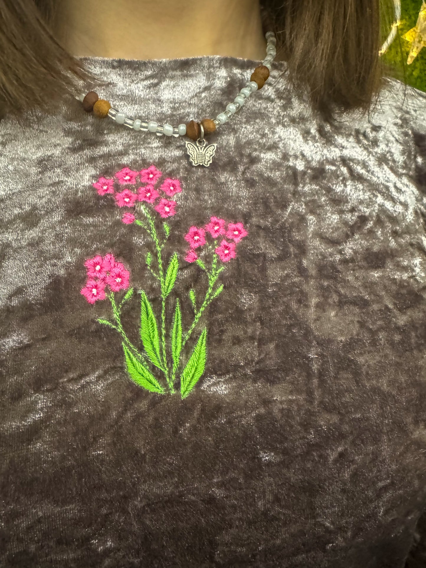 Little Flowers Velvet Long Sleeve M