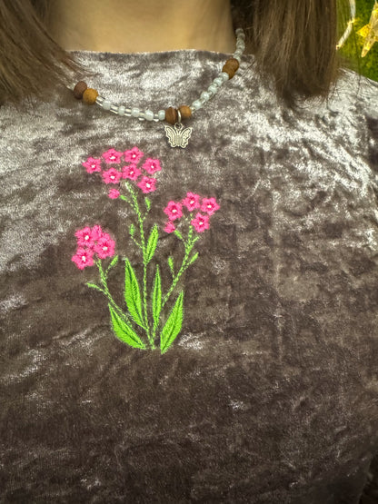 Little Flowers Velvet Long Sleeve M