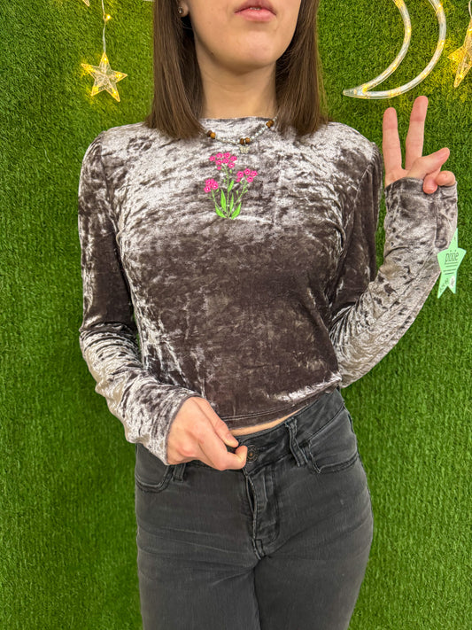 Little Flowers Velvet Long Sleeve M