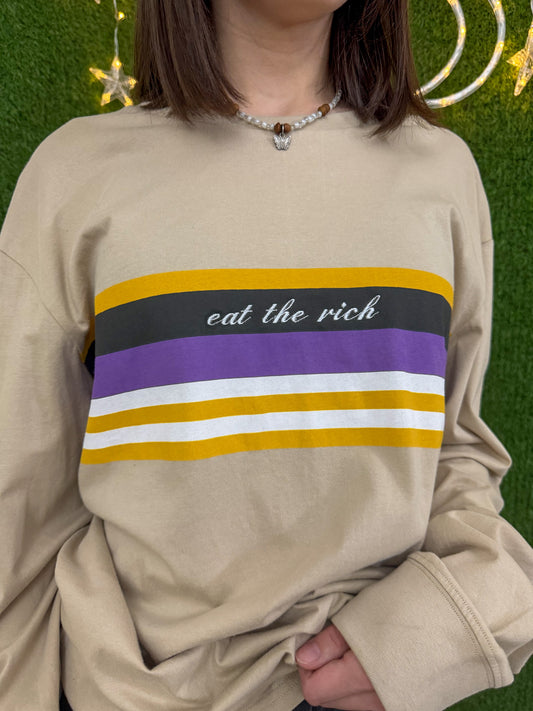 Eat the Rich Striped Long Sleeve M