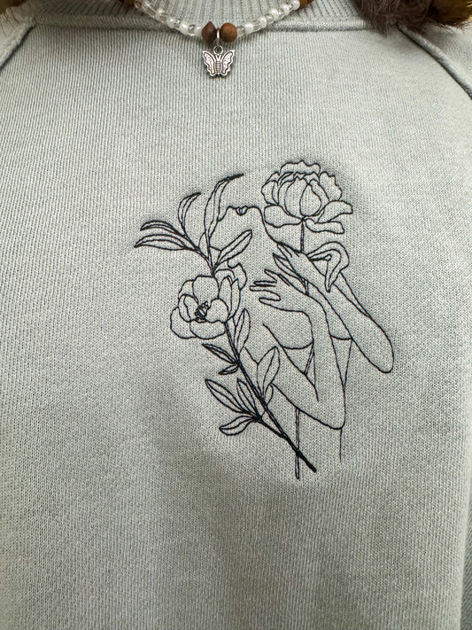 Floral Woman Cropped Crew M