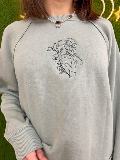 Floral Woman Cropped Crew M