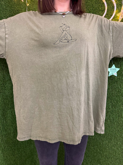 One Line Woman Green T-Shirt L
