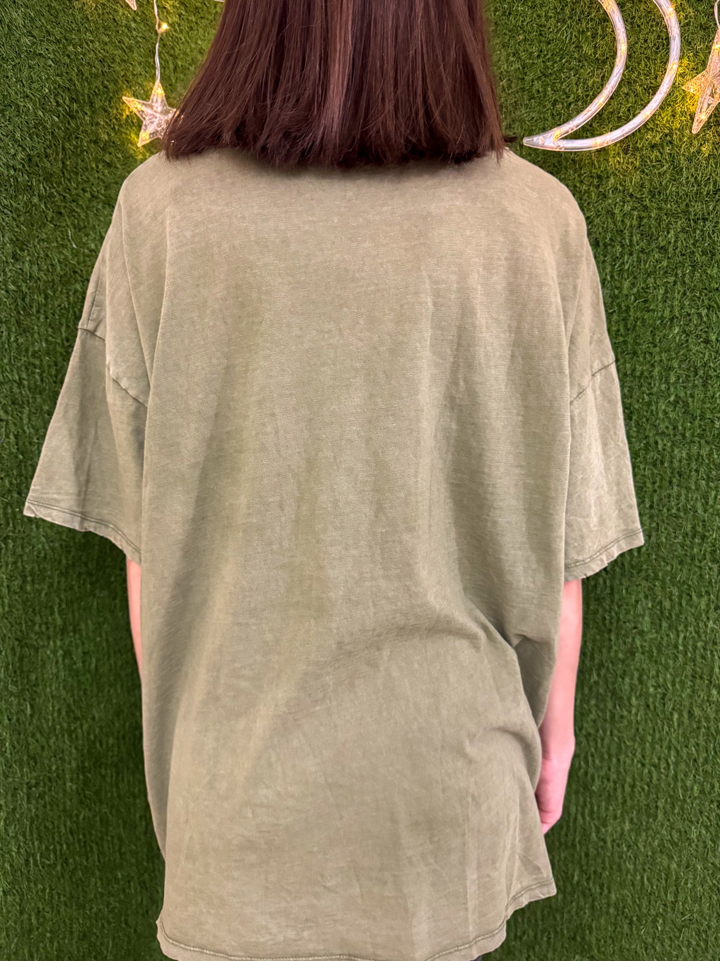 One Line Woman Green T-Shirt L