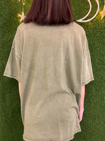 One Line Woman Green T-Shirt L