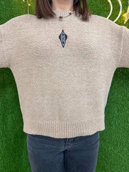Vulva Tan Cropped Sweater L