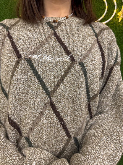 Eat The Rich Checkered Sweater L