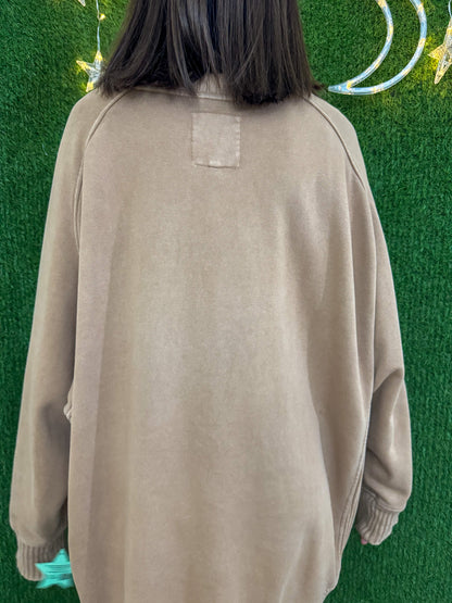 Floral Cat Brown Crewneck L