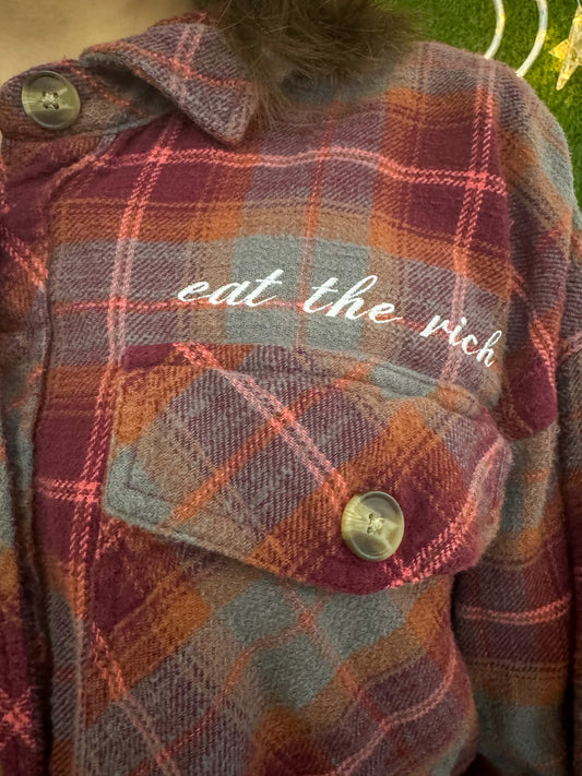 Eat The Rich Cropped Flannel XL