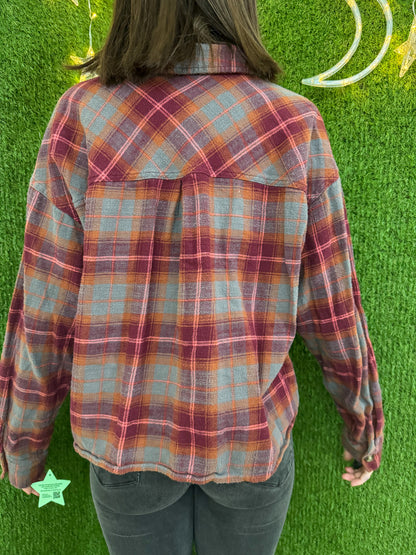 Eat The Rich Cropped Flannel XL
