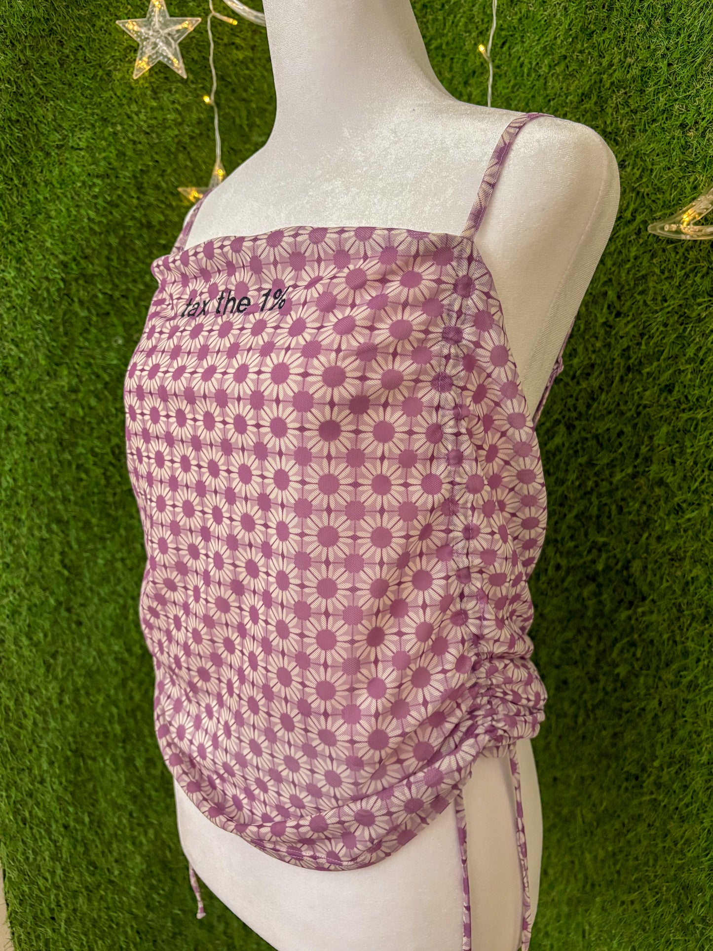 Tax the 1% Purple Tank Top Cinched Sides 2XL