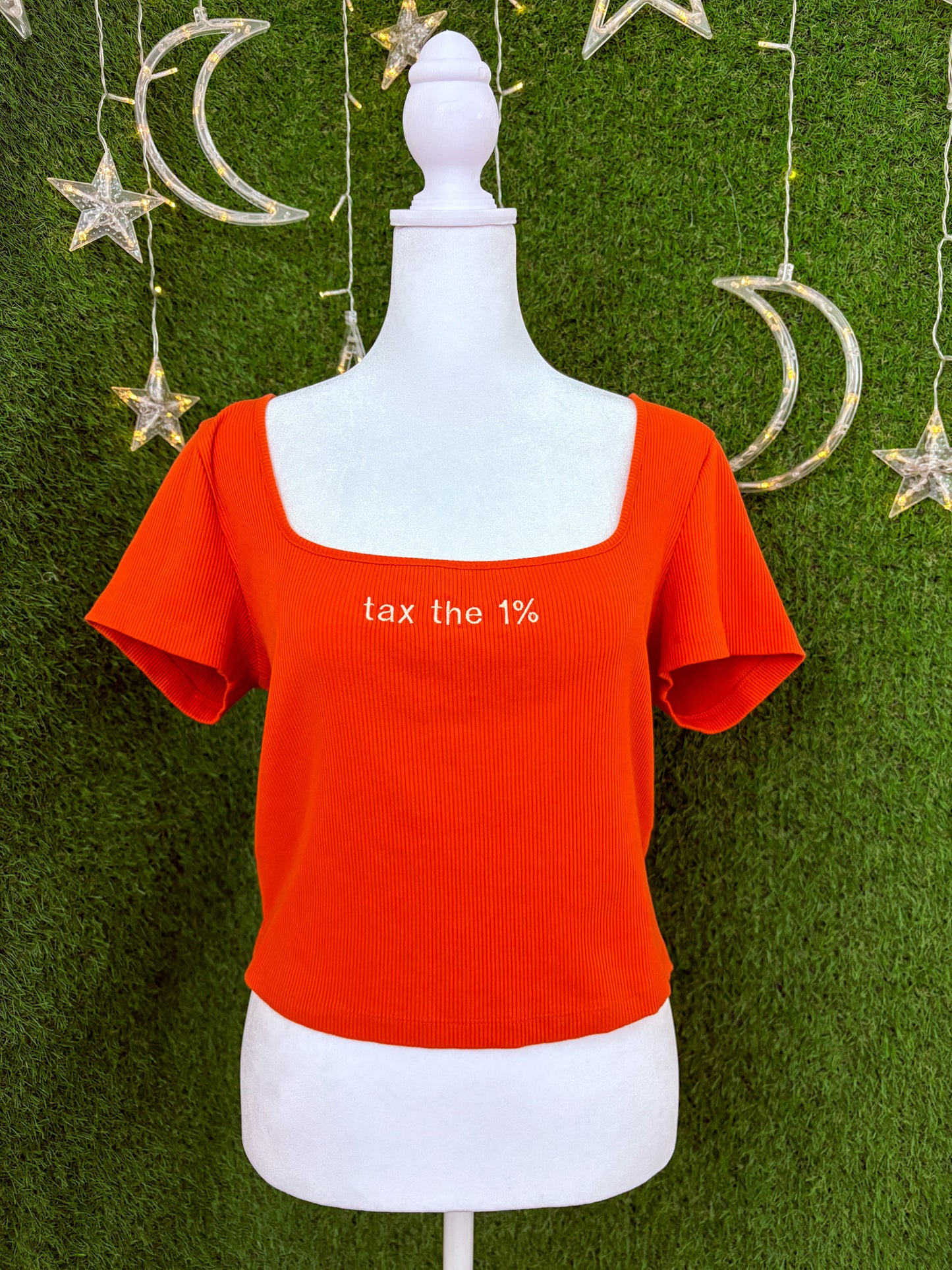 Tax the 1% Orange Crop Top XL