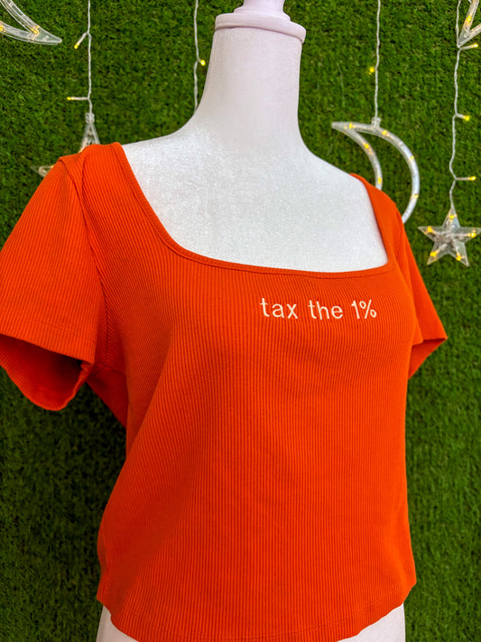 Tax the 1% Orange Crop Top XL