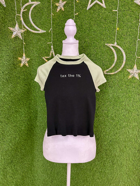 Tax the 1% Black/Green Baby Tee XS