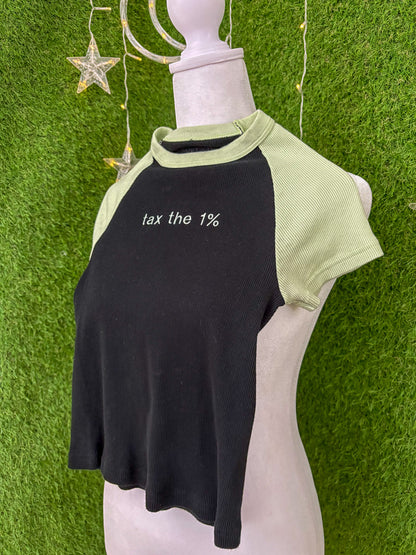 Tax the 1% Black/Green Baby Tee XS