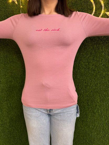 Eat the Rich Pink Long Sleeve XS