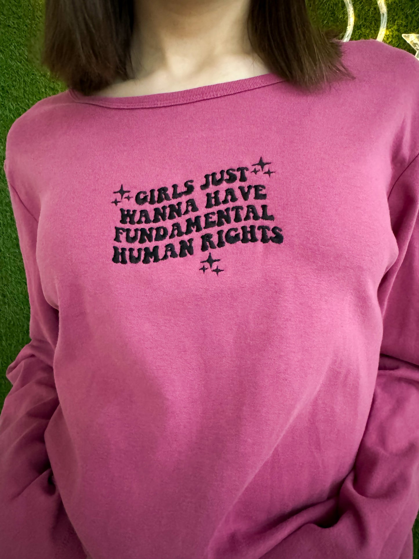 Girls Just Wanna Have Fundamental Rights Pink Long Sleeve 2XL