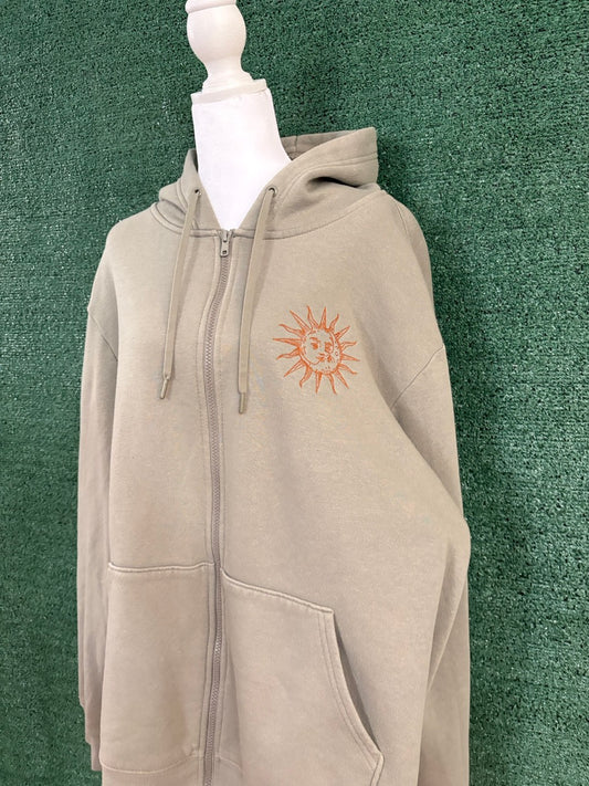 Sun & Moon Green Zip Up Hoodie 2XL