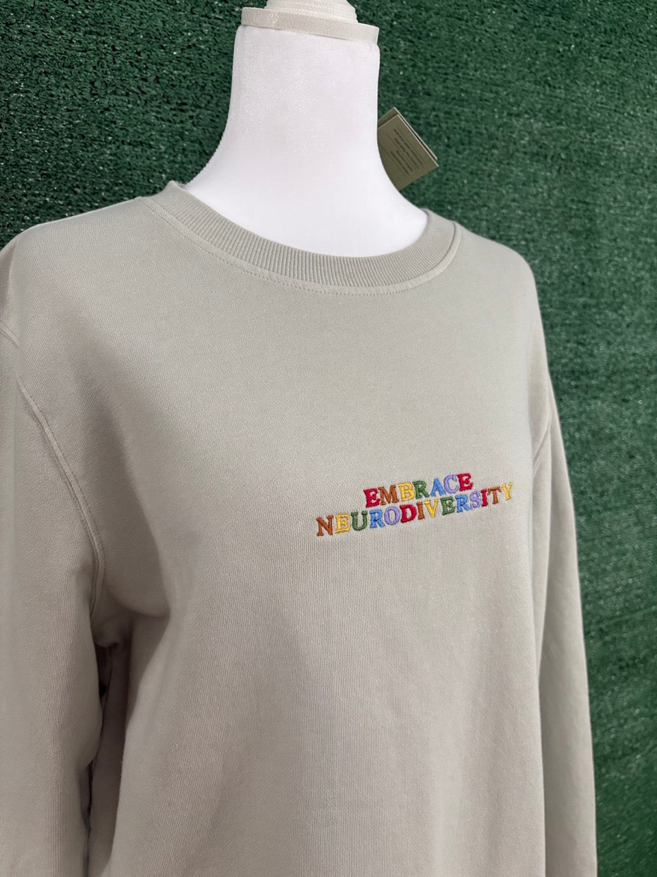 Embrace Neurodiversity Light Green Crewneck Sweatshirt M