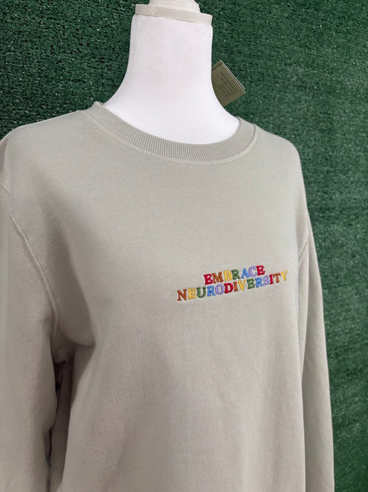 Embrace Neurodiversity Light Green Crewneck Sweatshirt M
