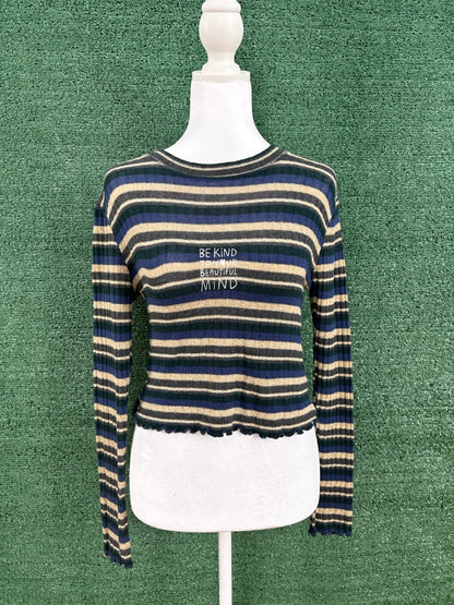 Be Kind to your Beautiful Mind Striped Baby Tee Long Sleeve S
