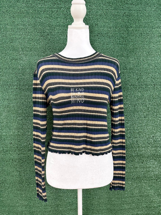 Be Kind to your Beautiful Mind Striped Baby Tee Long Sleeve S