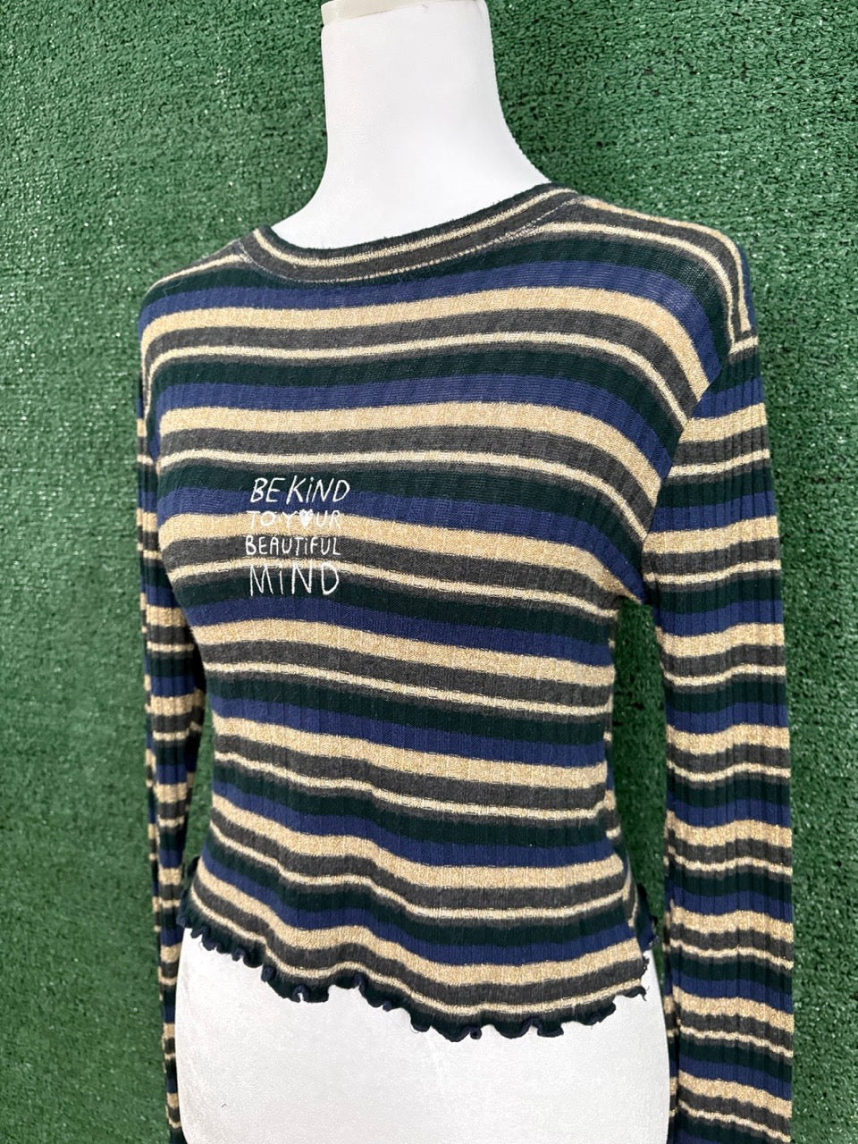 Be Kind to your Beautiful Mind Striped Baby Tee Long Sleeve S