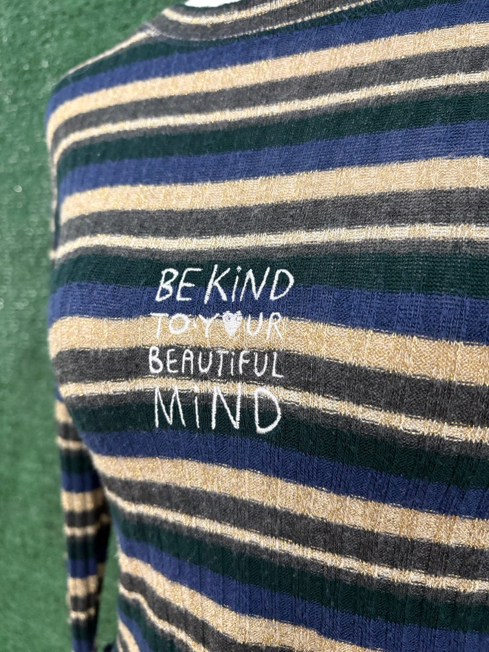 Be Kind to your Beautiful Mind Striped Baby Tee Long Sleeve S